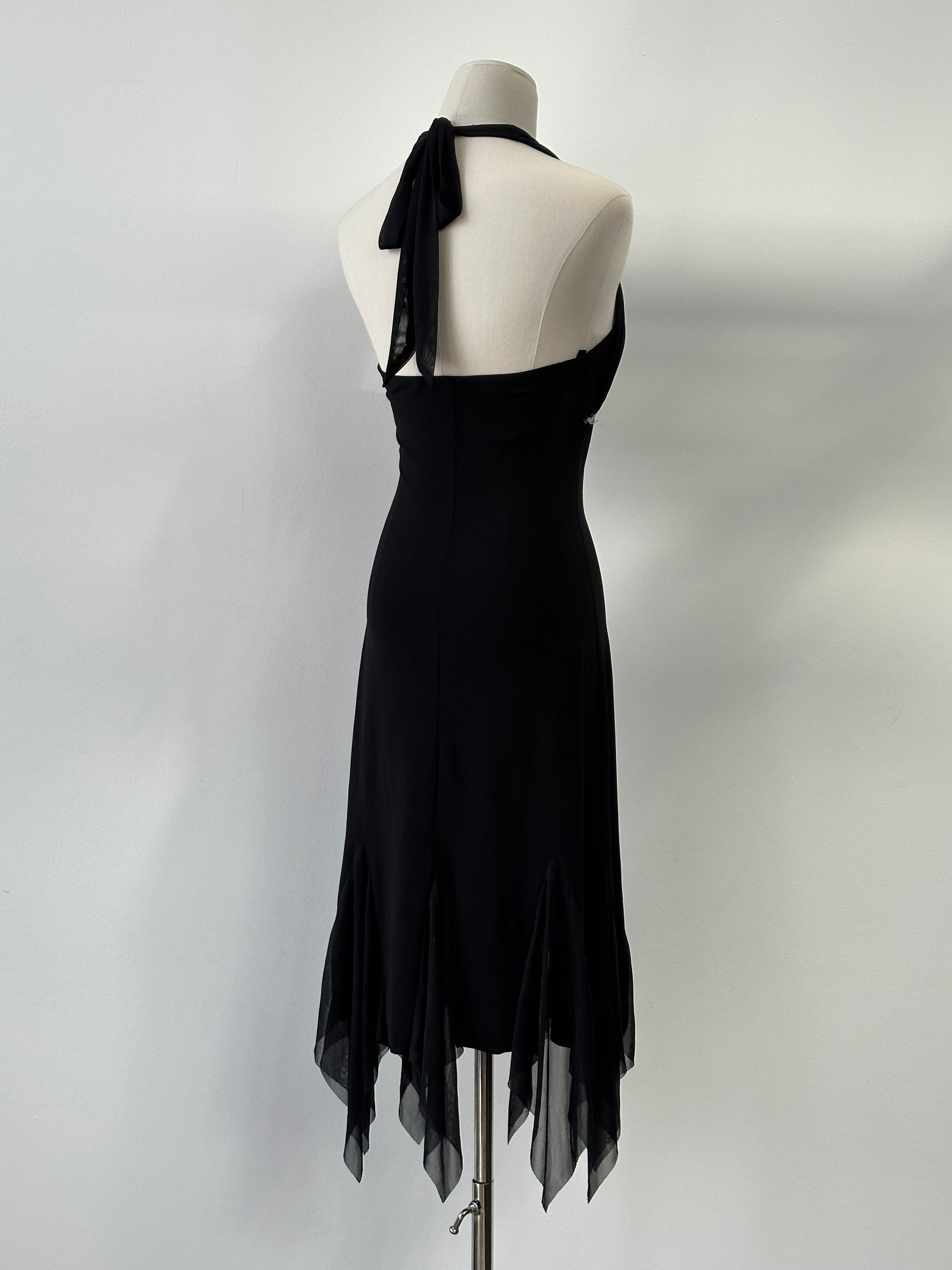 Vintage 2000s Halterneck Handkercheif Midi Dress - M