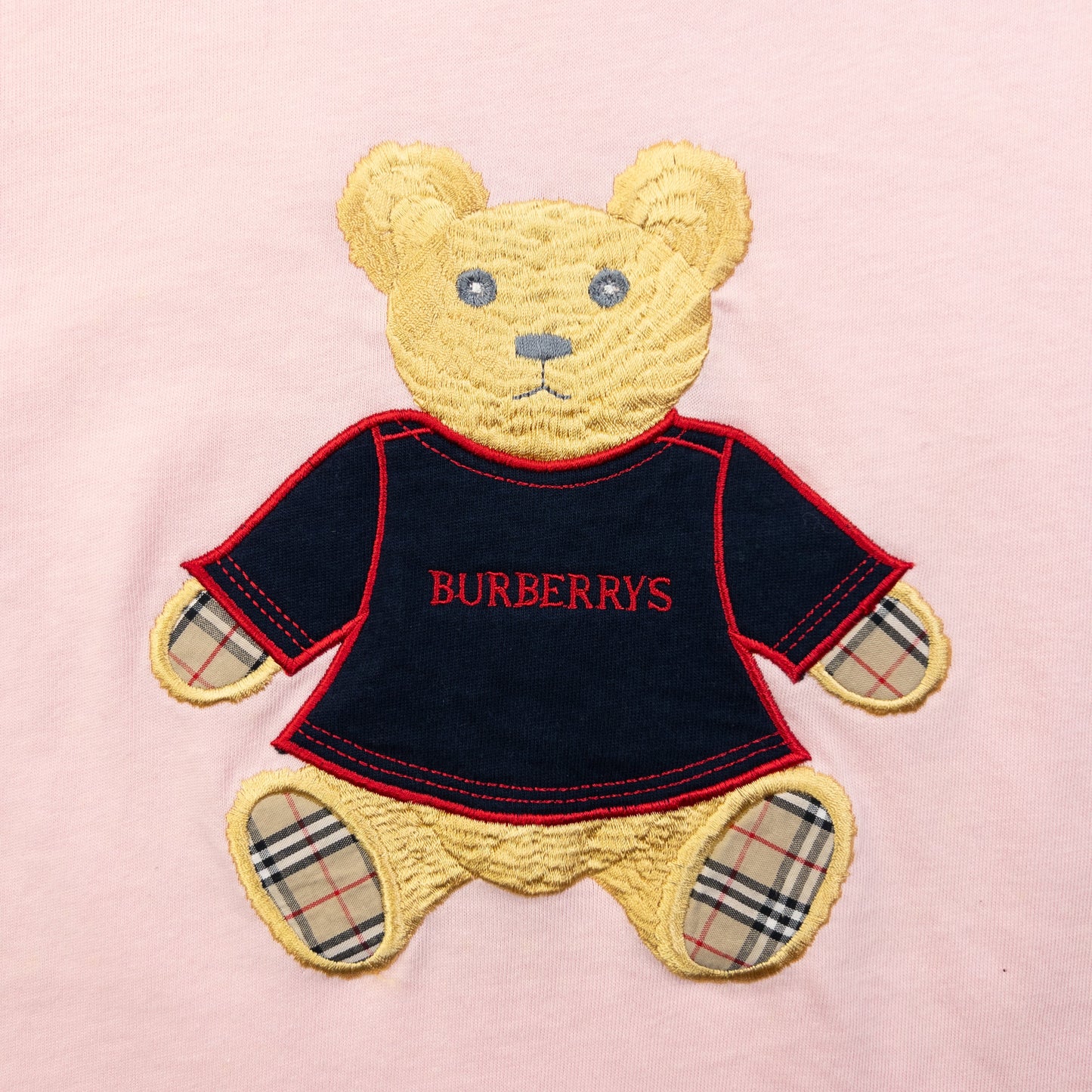 Vintage 90s Burberry Embroidered Teddy Bear T Shirt Womens Size S | Small, Pink