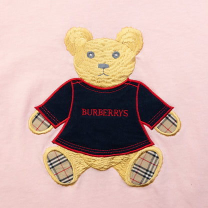 Vintage 90s Burberry Embroidered Teddy Bear T Shirt Womens Size S | Small, Pink