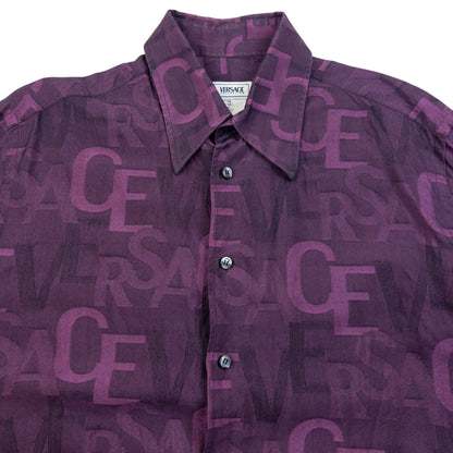 Vintage 2000s Versace Collection Monogram Long Sleeve Button Up Shirt Size M | Medium, Purple