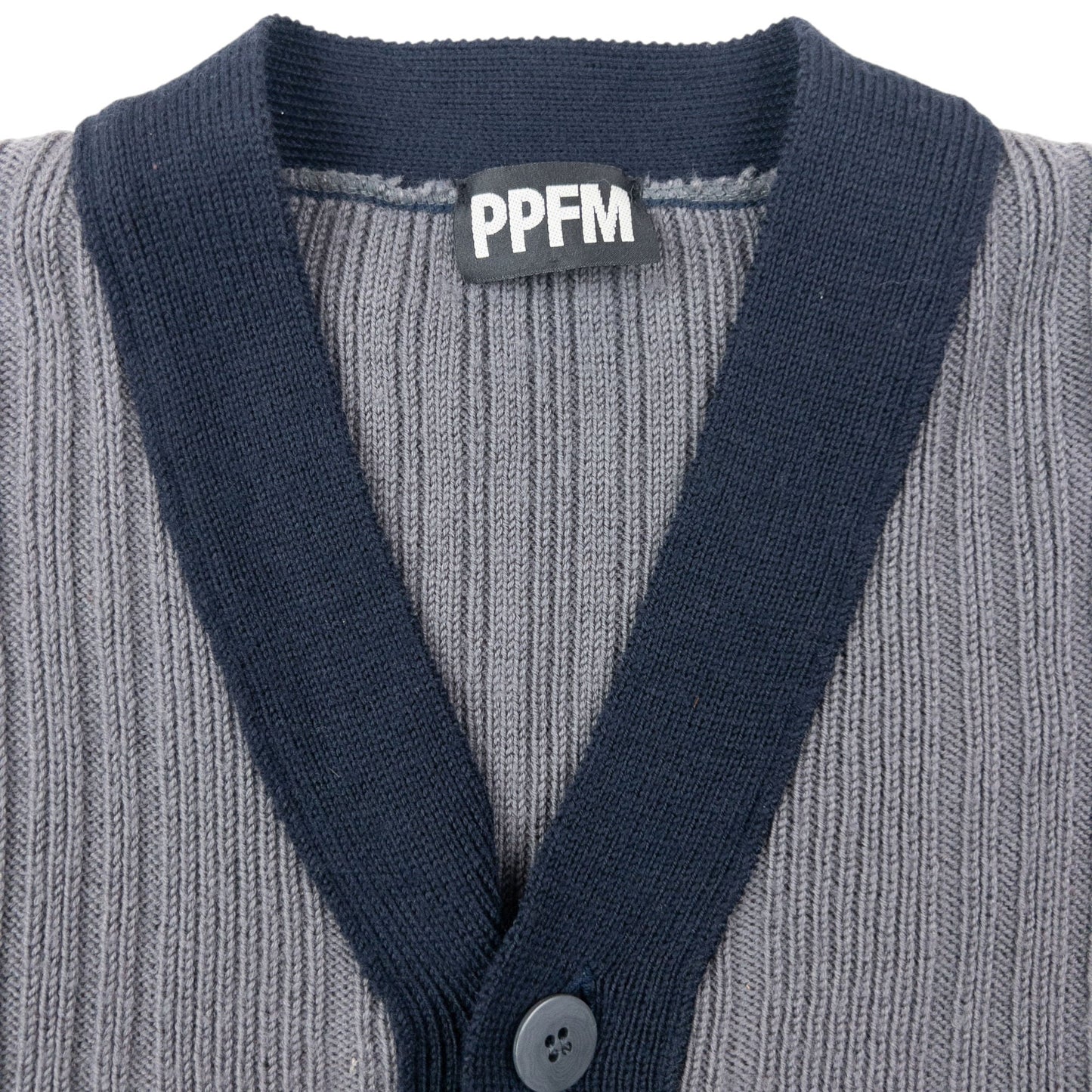 Vintage 2000s PPFM Ribbed Cardigan Size S | Small, Grey