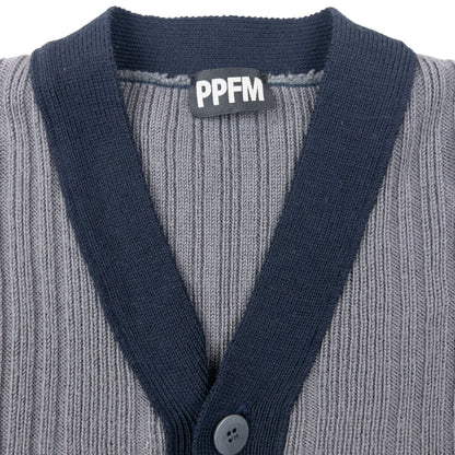Vintage 2000s PPFM Ribbed Cardigan Size S | Small, Grey