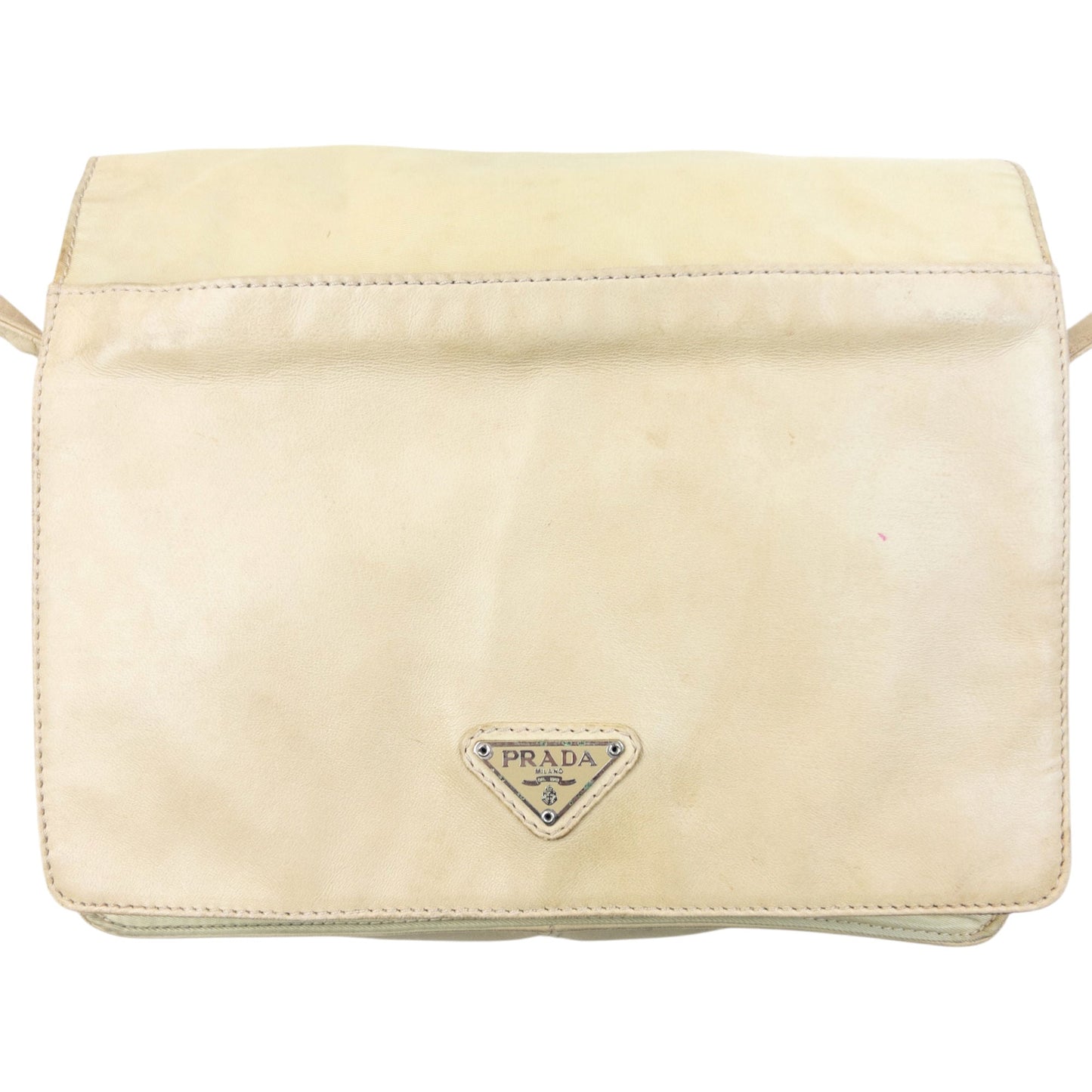 Vintage 2000s Prada Leather Crossbody Bag | O/S, Cream
