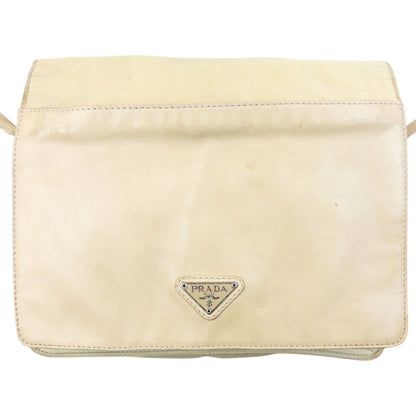 Vintage 2000s Prada Leather Crossbody Bag | O/S, Cream