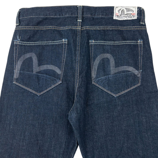Vintage 2000s Puma X Evisu Double Gull Japanese Denim Jeans Size W34 | W34, Navy