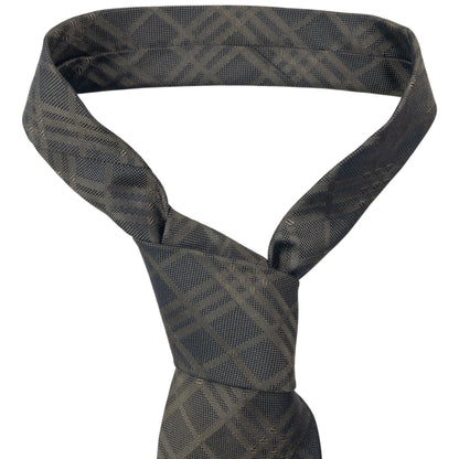 Vintage 2000s Burberry Nova Check Silk Tie | O/S, Brown