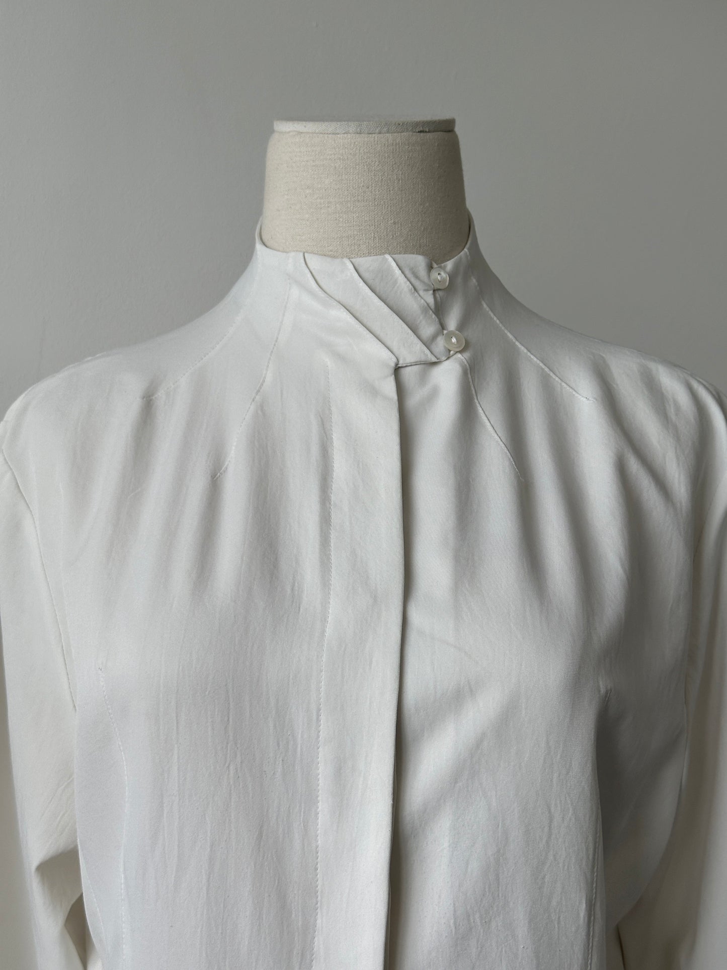 Vintage 1990s High Neck Minimal Shirt - S-M
