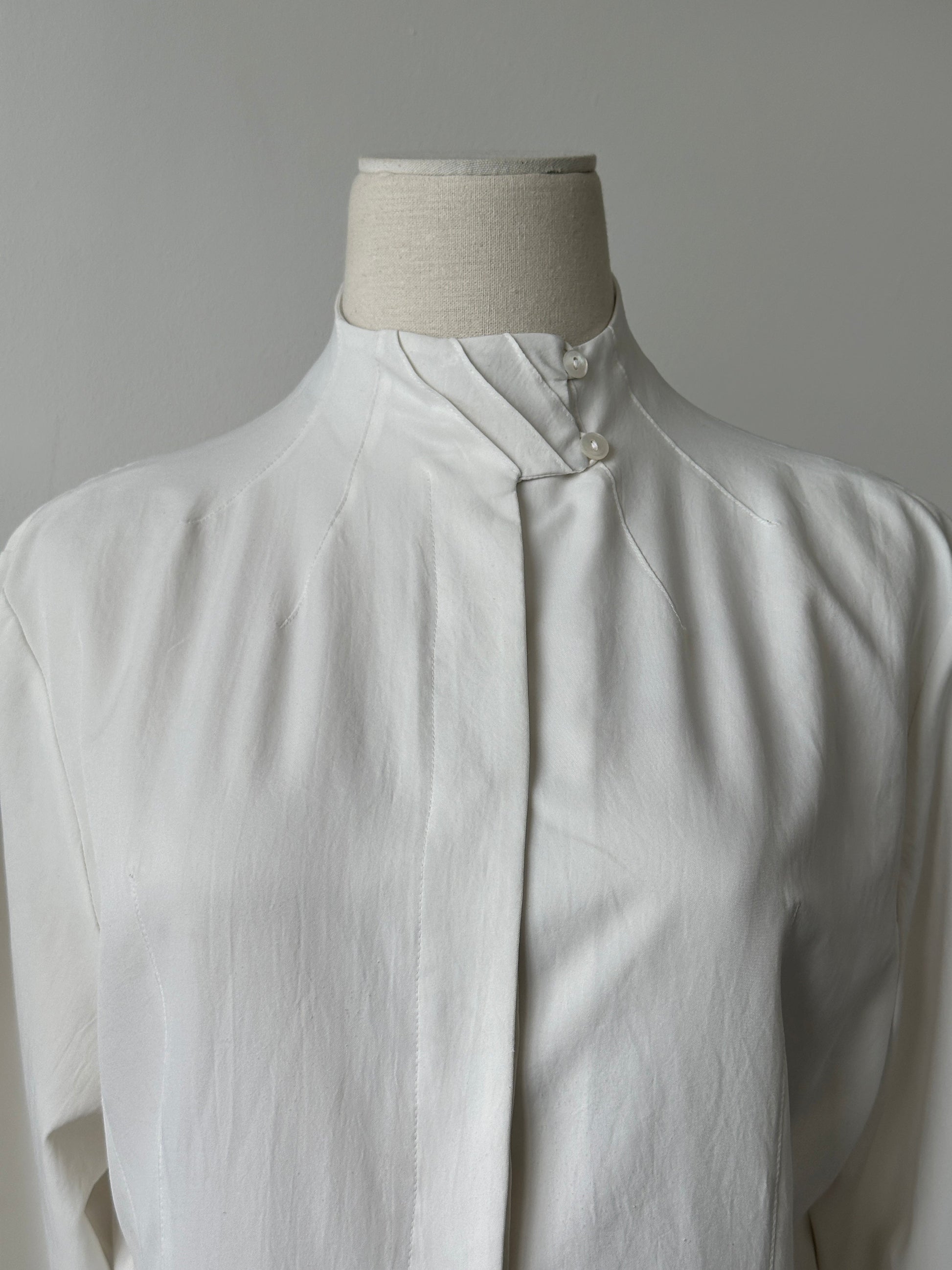 Vintage 1990s High Neck Minimal Shirt - S-M