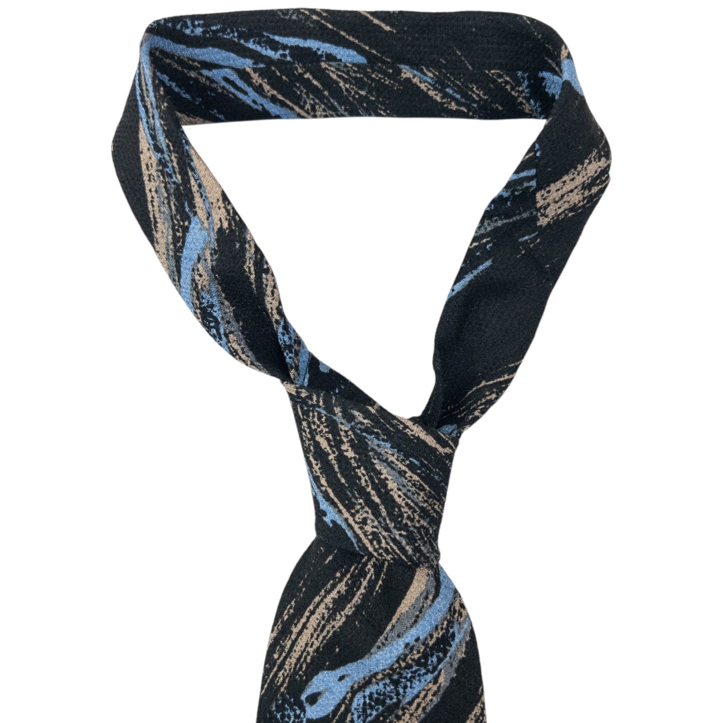 Vintage Issey Miyake Pattern Silk Tie | O/S, Black, Blue, Beige
