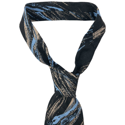 Vintage Issey Miyake Pattern Silk Tie | O/S, Black, Blue, Beige