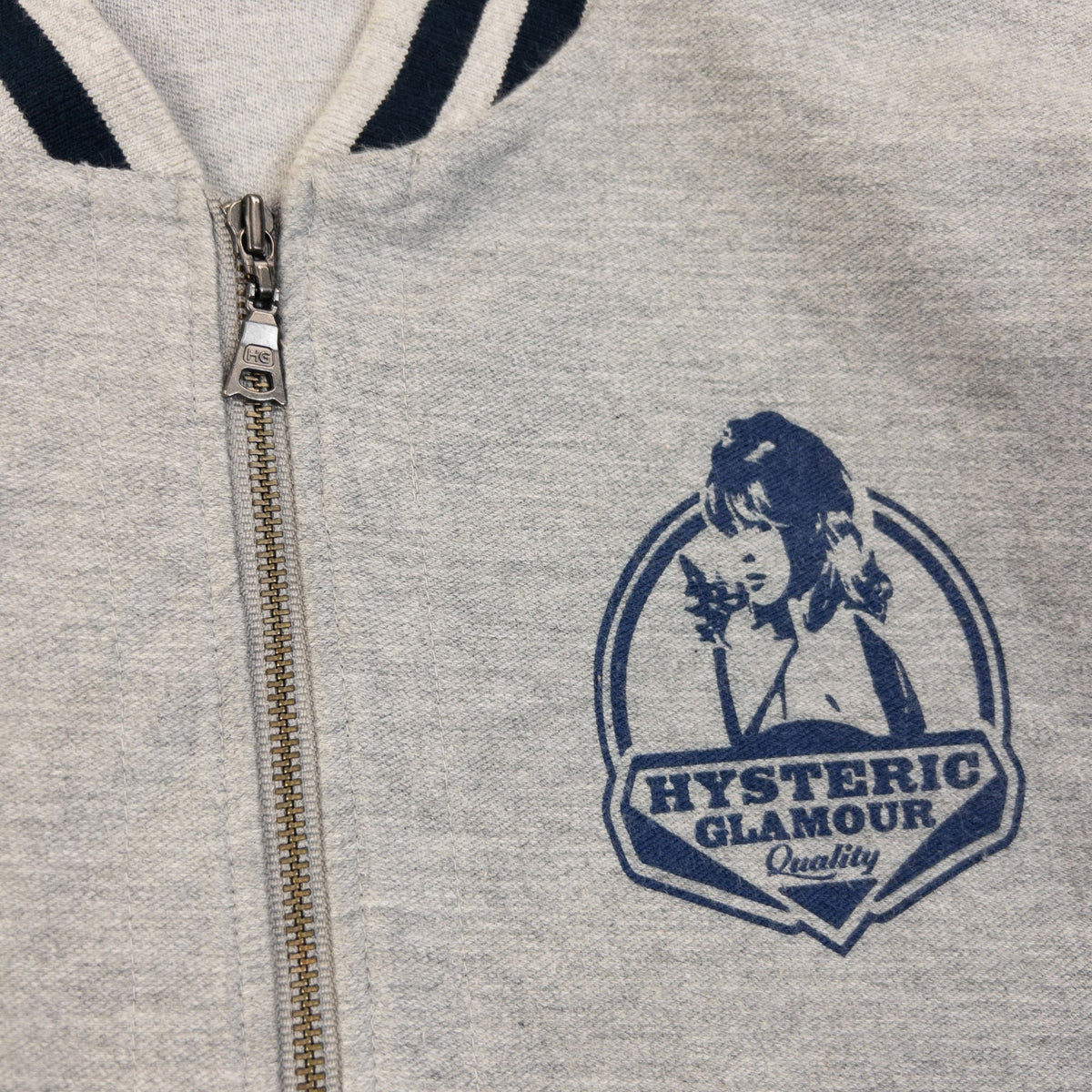 Vintage 2000s Hysteric Glamour Zip Up Varsity Sweatshirt Womens Size S | Small, Grey