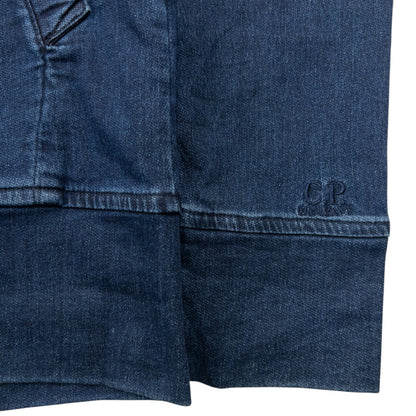 2014 CP Company Goggle Hood Future Fleece Isko Denim Jacket Size M | Medium, Navy