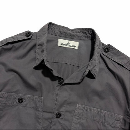 Stone Island Button Up Shirt | Large, Charcoal