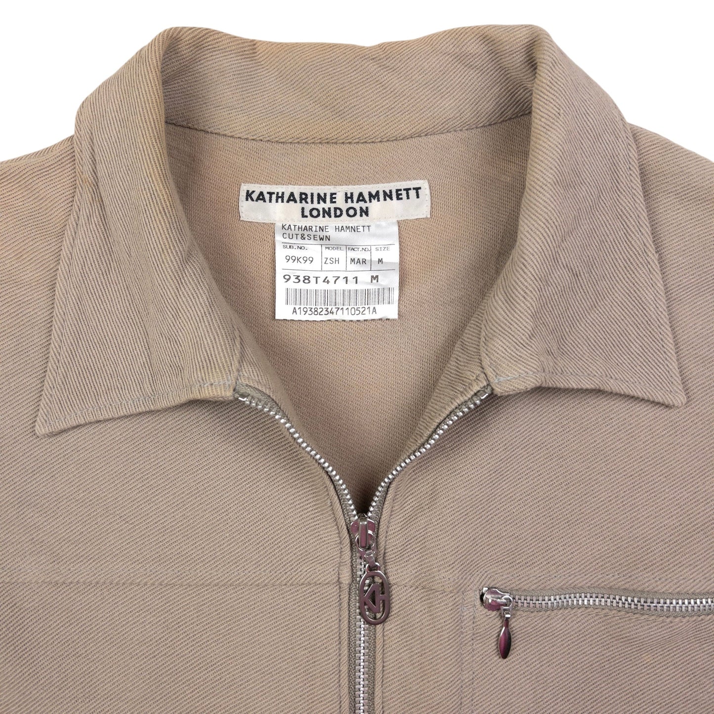 Vintage Katharine Hamnett Lightweight Zip Up Jacket Size S