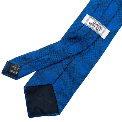 Vintage 90s Gianni Versace Medusa Monogram Silk Tie | O/S, Blue