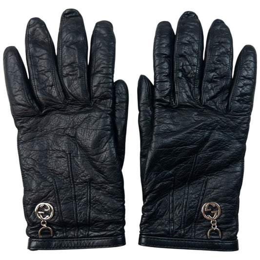 Vintage 2000s Gucci Leather Womens Gloves | O/S, Black
