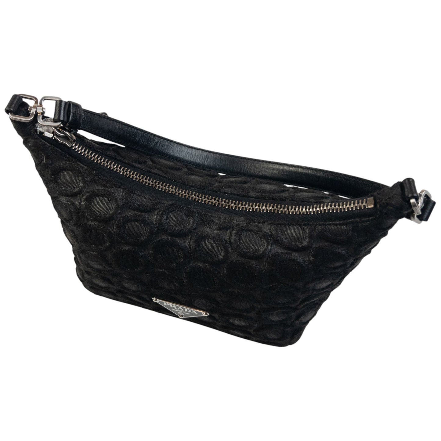 Vintage 2000s Prada Polka Dot Baguette Shoulder Bag | O/S, Black