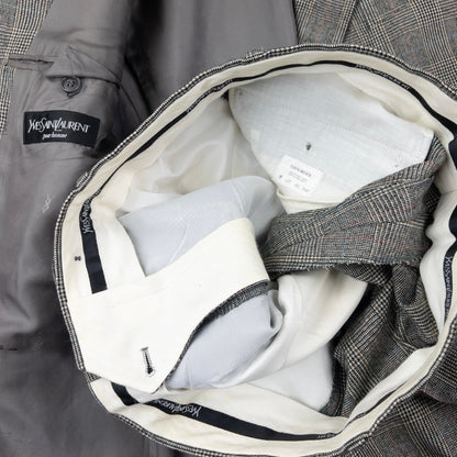 Vintage YSL Yves Saint Laurent Checkered Jacket & Trousers Suit Set Size XL