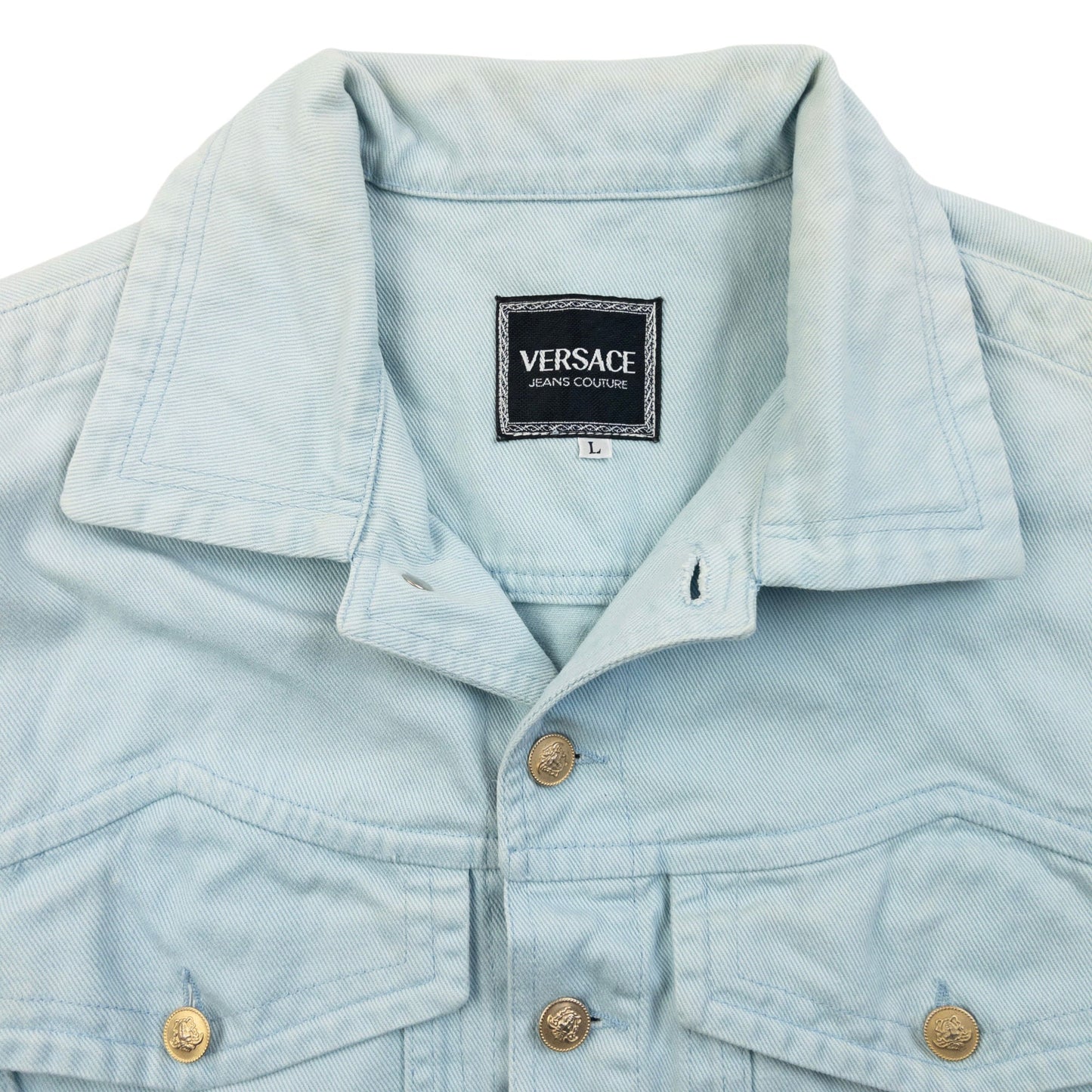 Vintage 90s Versace Jeans Couture Button Up Denim Jacket Size S | Small, Blue