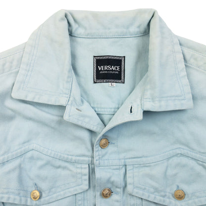 Vintage 90s Versace Jeans Couture Button Up Denim Jacket Size S | Small, Blue