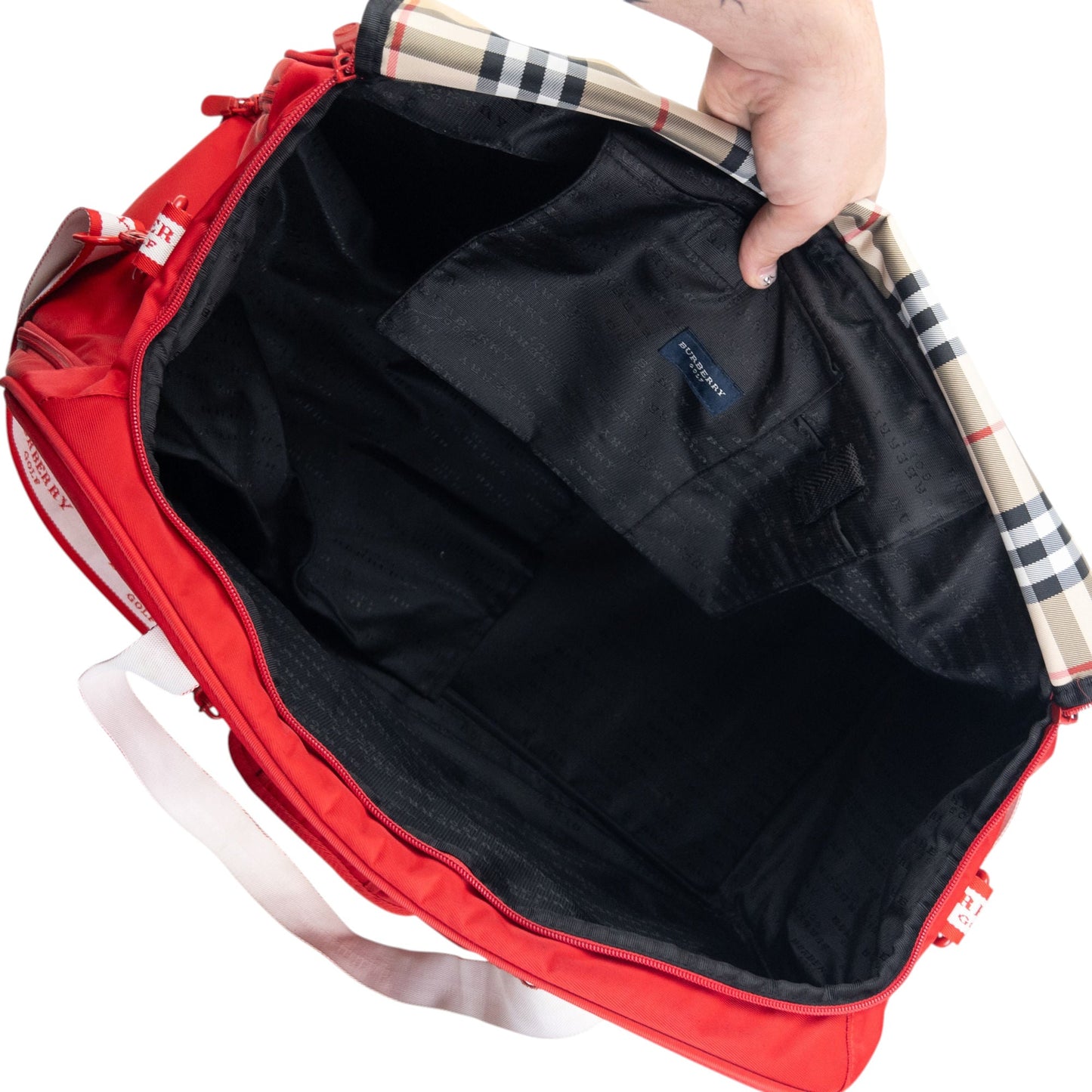 Vintage 2000s Burberry Golf Duffle Bag | O/S, Red