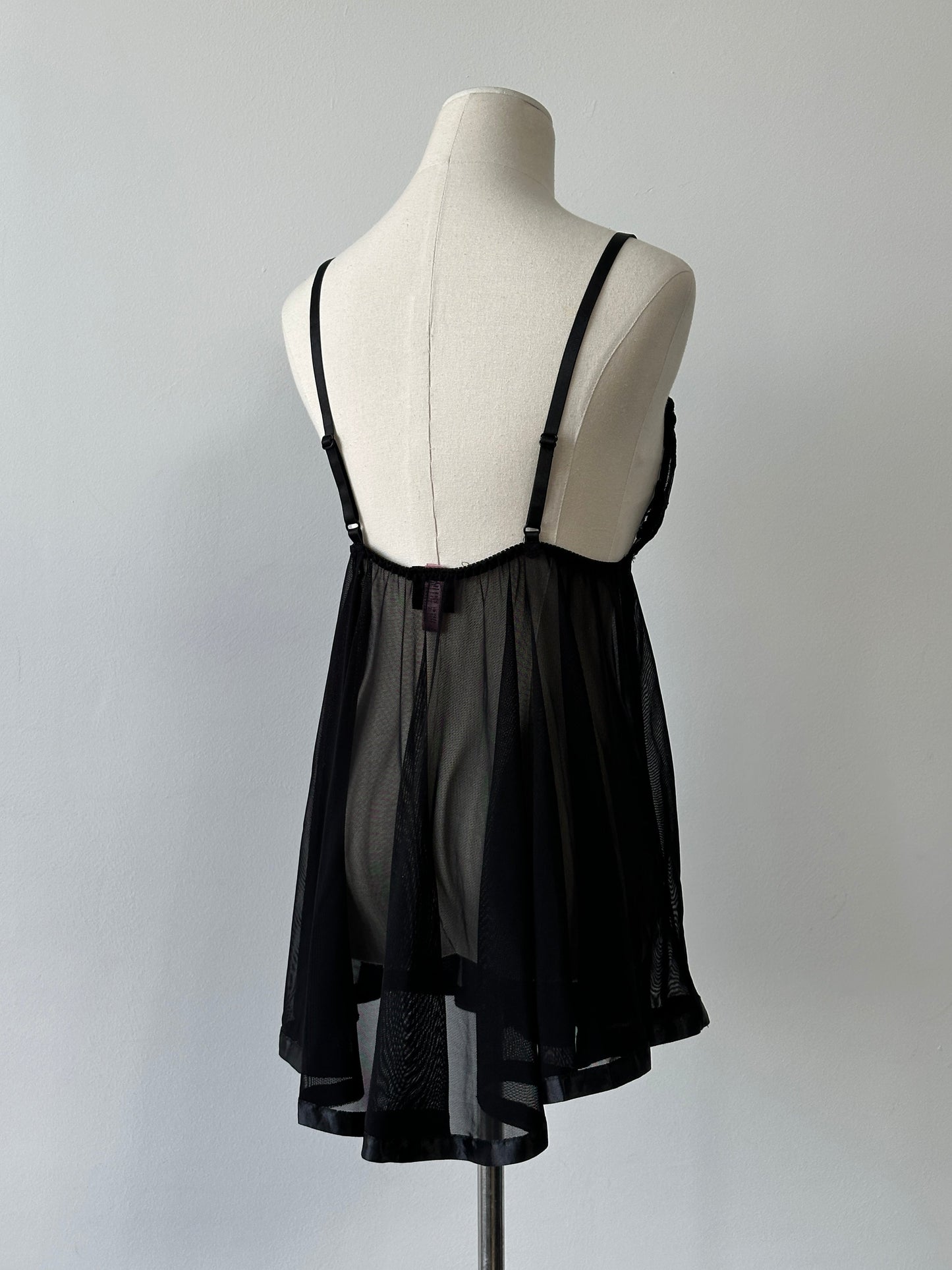 Vintage 2000s Sheer Lace Babydoll Top - M-L