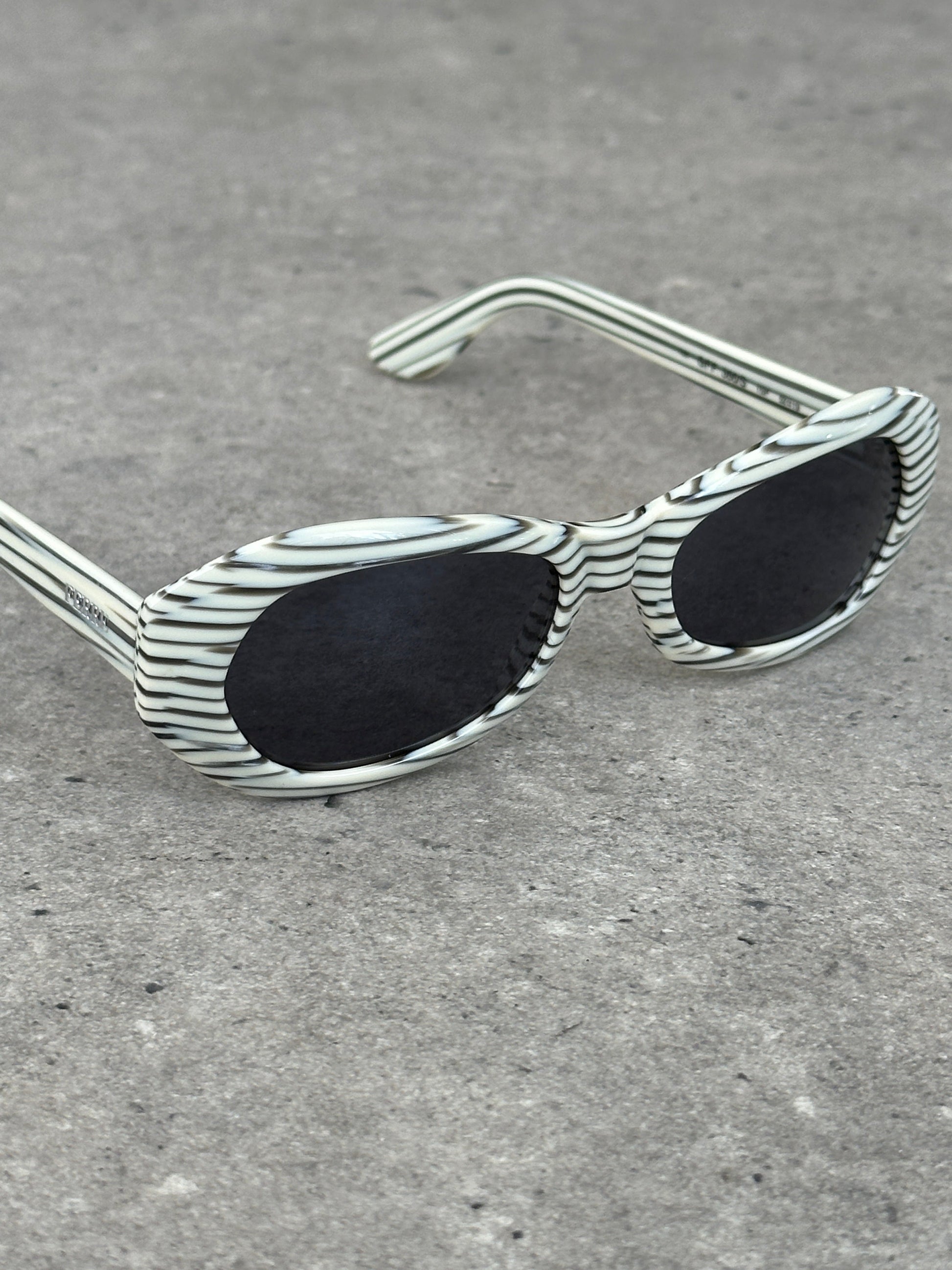 Gianfranco Ferre 1990s Oval Stripe Sunglasses