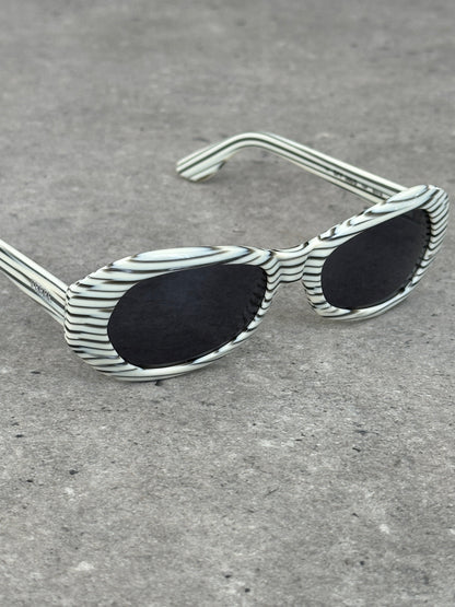Gianfranco Ferre 1990s Oval Stripe Sunglasses