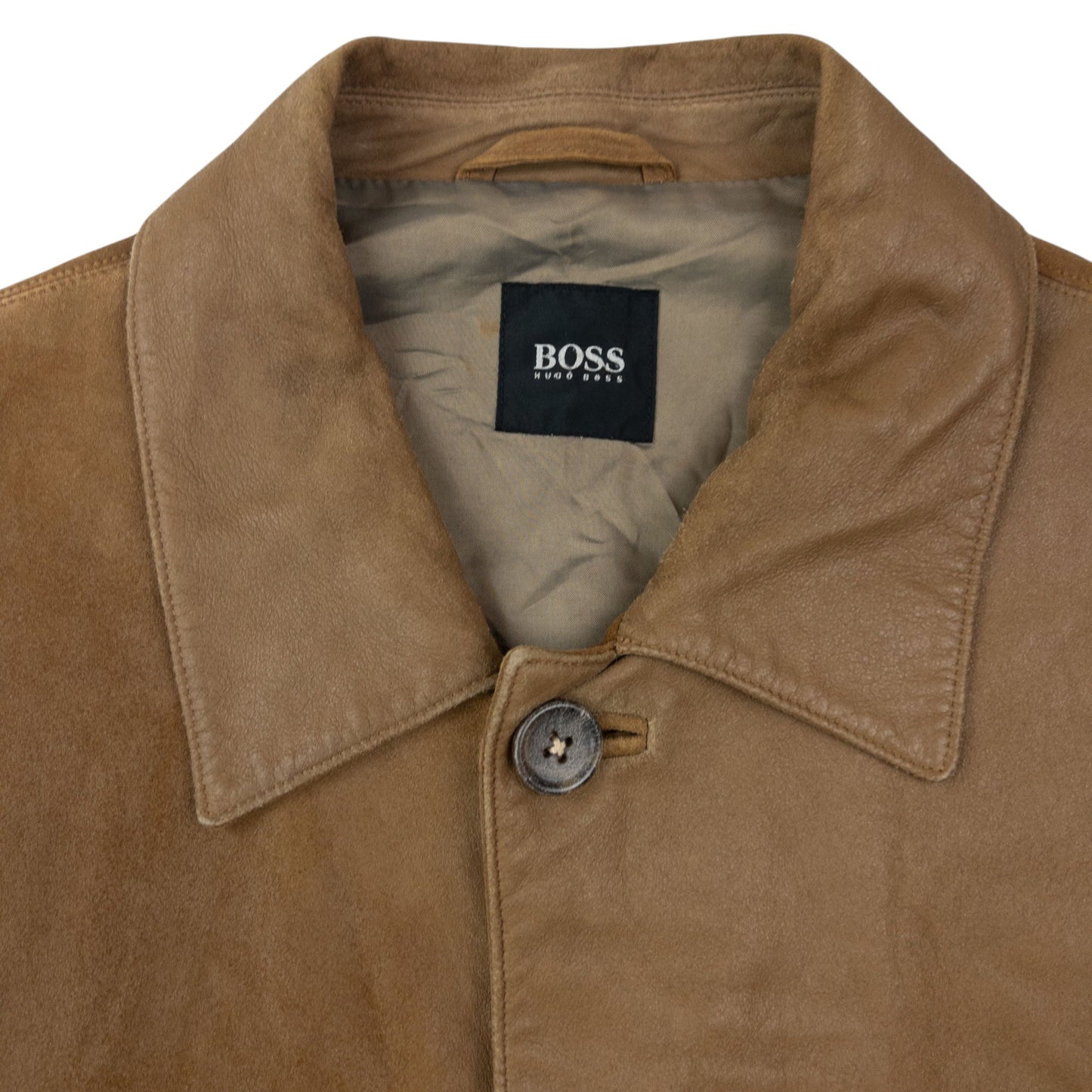 Vintage 90s Hugo Boss Button Up Suede Jacket Size XL | XL, Brown