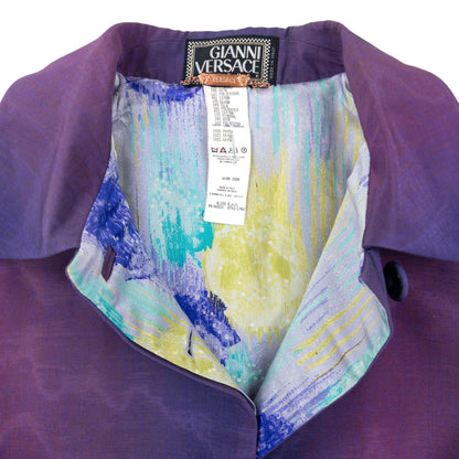 Vintage 90s Gianni Versace Couture Trench Jacket Womens Size L | Large, Purple