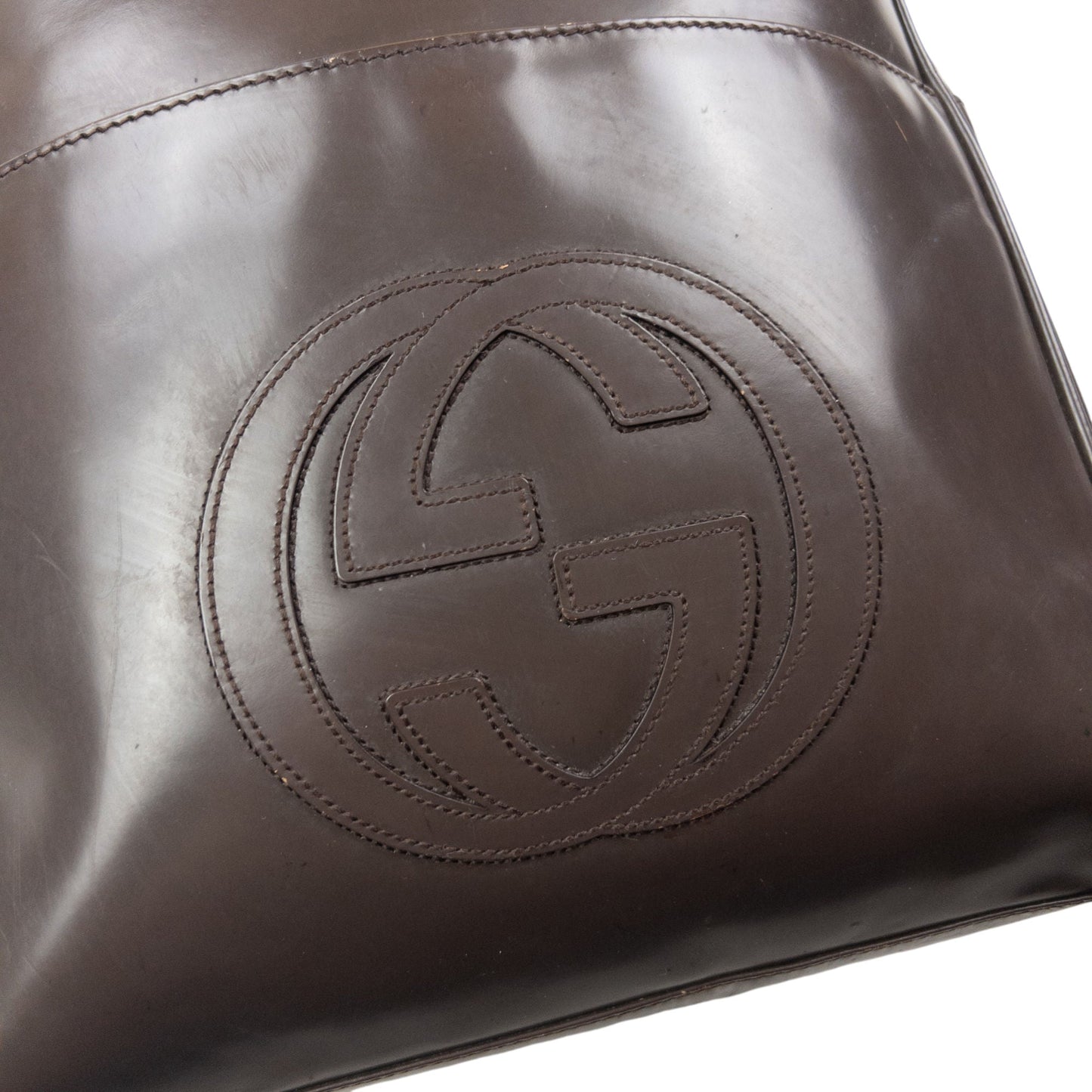 Vintage 90s Gucci Patent Leather Backpack | O/S, Brown