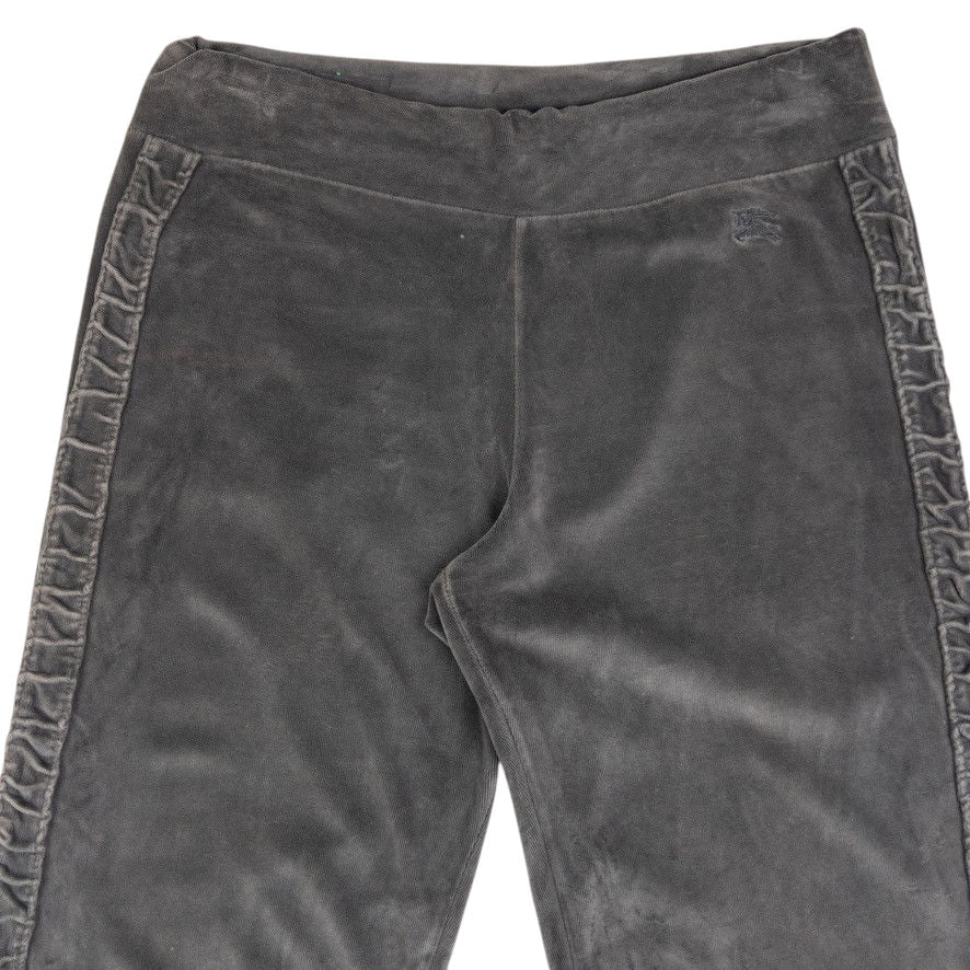 Vintage Burberry Ruched Velour Zip Up Hoodie & Joggers Set Womens Size S