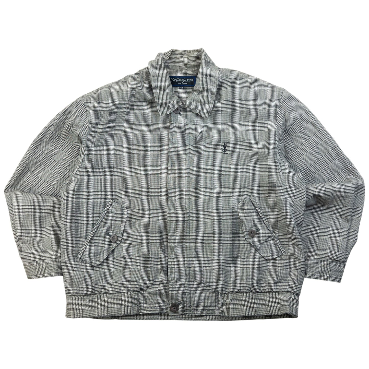 Vintage 90s YSL Yves Saint Laurent Harrington Jacket Size M | Medium, Grey