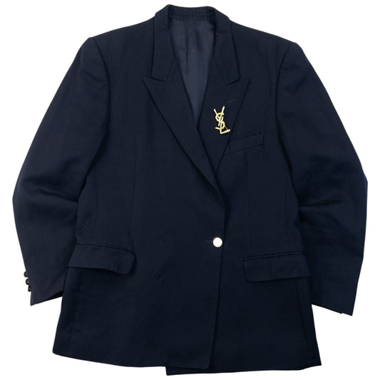 Vintage 80s YSL Yves Saint Laurent Blazer Jacket Womens Size XL | XL, Navy
