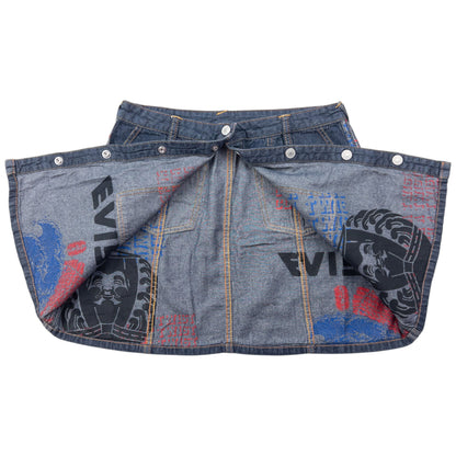 Vintage 2000s Evisu Double Gull Reversible Japanese Denim Mini Skirt Womens Size W29