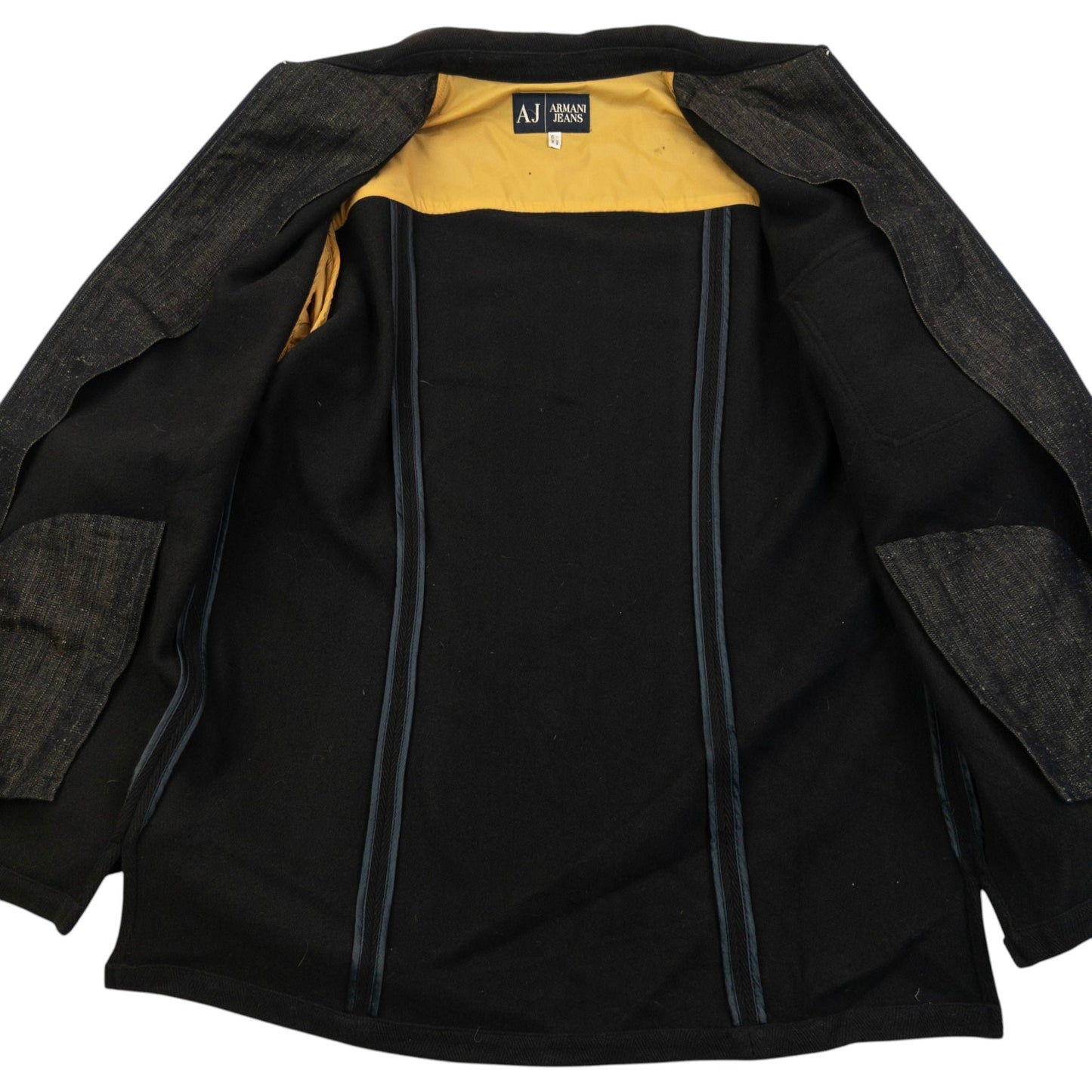Vintage 2000s Armani Jeans Zip Up Wool Jacket Size L | Large, Black