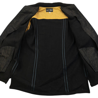 Vintage 2000s Armani Jeans Zip Up Wool Jacket Size L | Large, Black