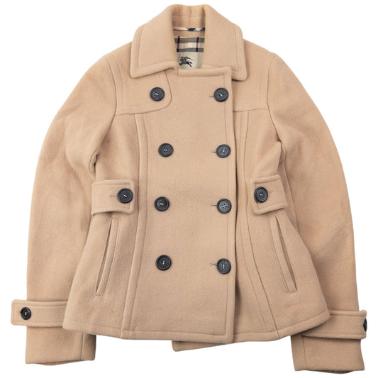 Vintage Burberry Nova Check Lined Cropped Wool Peacoat Womens Size XS | XS, Beige