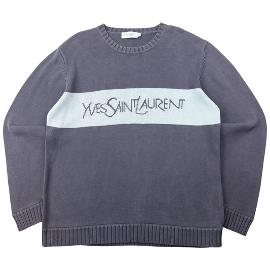 Vintage 2000s YSL Yves Saint Laurent Knit Jumper Size L | Large, Grey