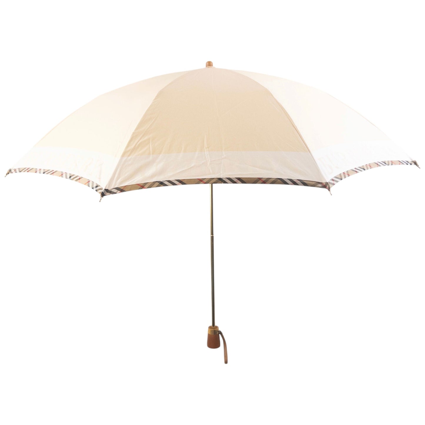 Vintage 90s Burberry Nova Check Trim Umbrella | O/S, Cream