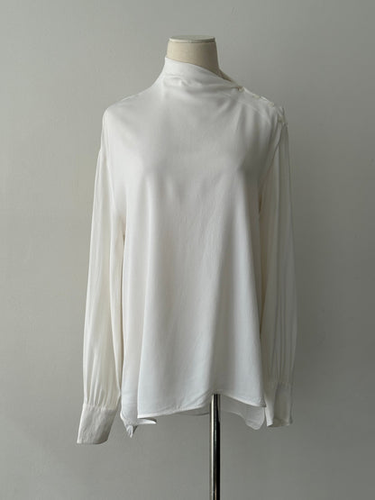 Sportmax 2000s Sheer Crepe High Neck Top - M