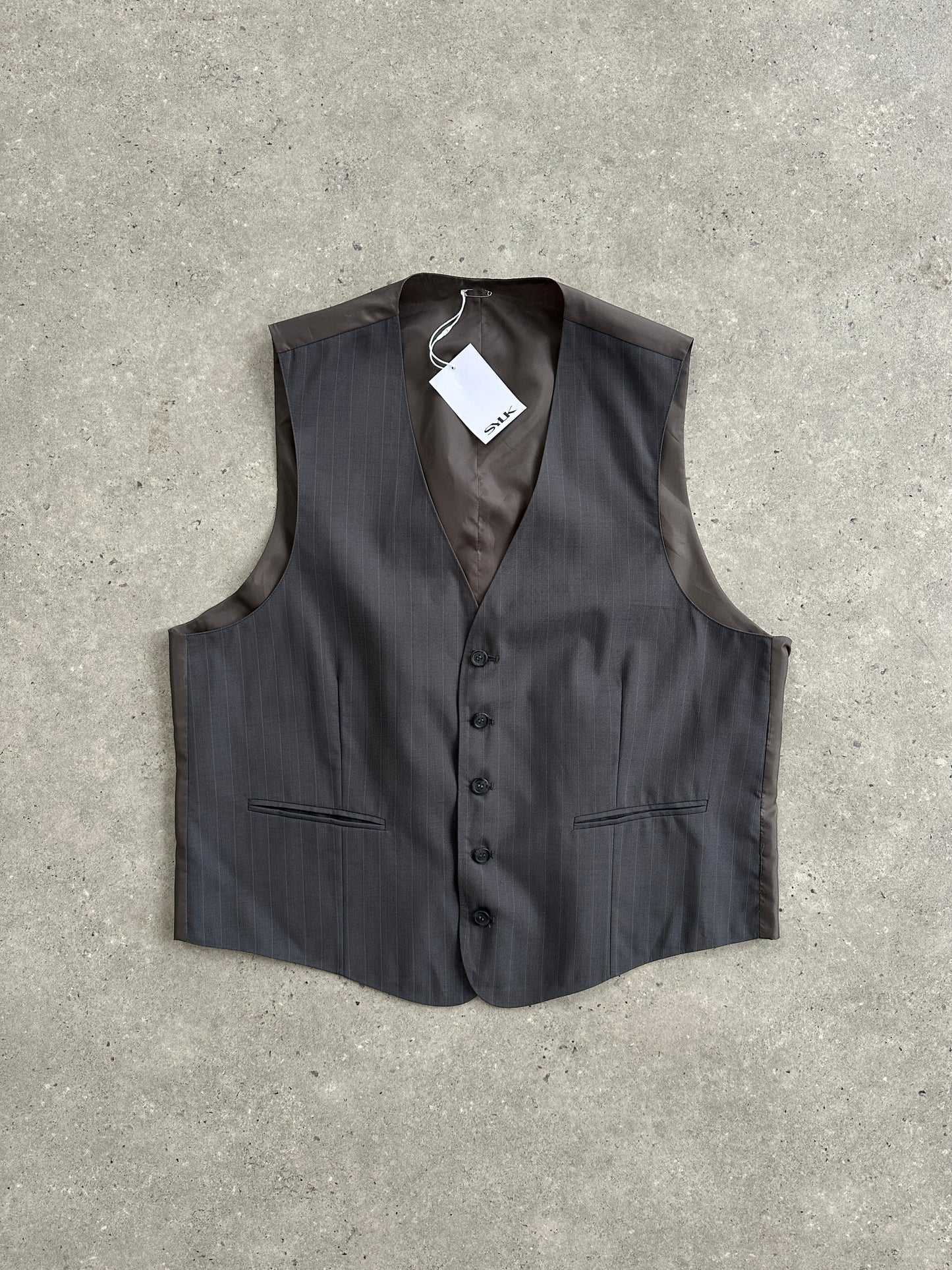 Vintage 1990s Striped Waistcoat - L