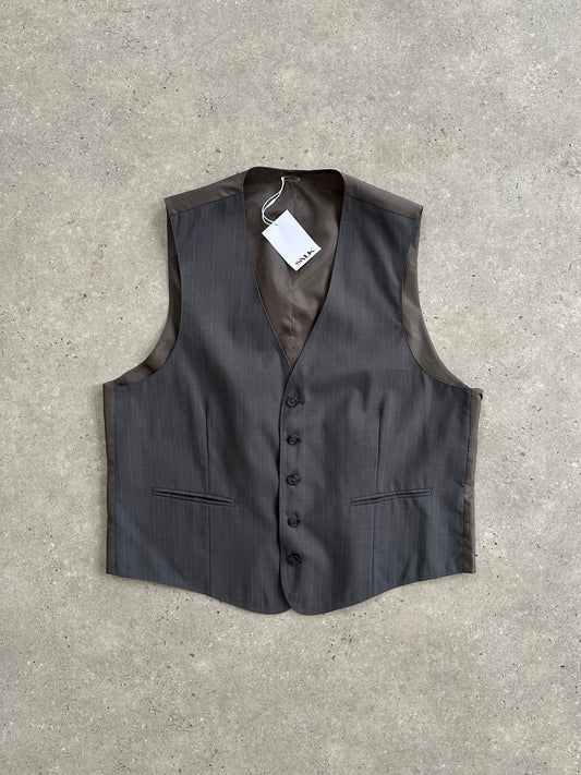 Vintage 1990s Striped Waistcoat - L