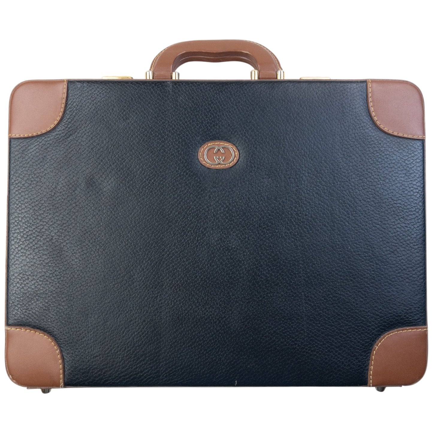 Vintage 80s Gucci Leather Briefcase | O/S, Black