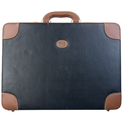 Vintage 80s Gucci Leather Briefcase | O/S, Black