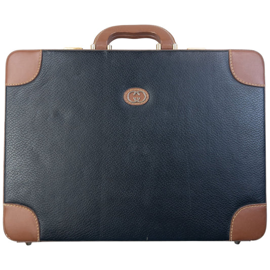 Vintage 80s Gucci Leather Briefcase | O/S, Black