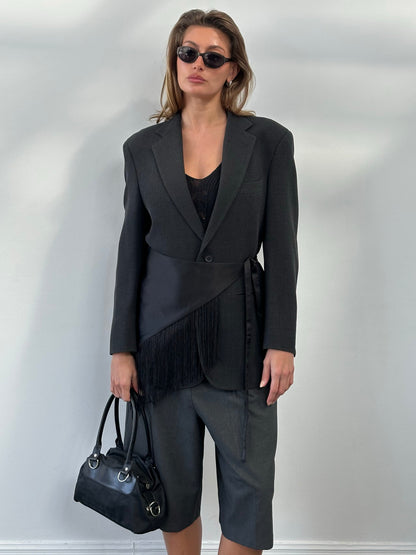 Burberry London 2000s Wool Single Breasted Woven Blazer - M