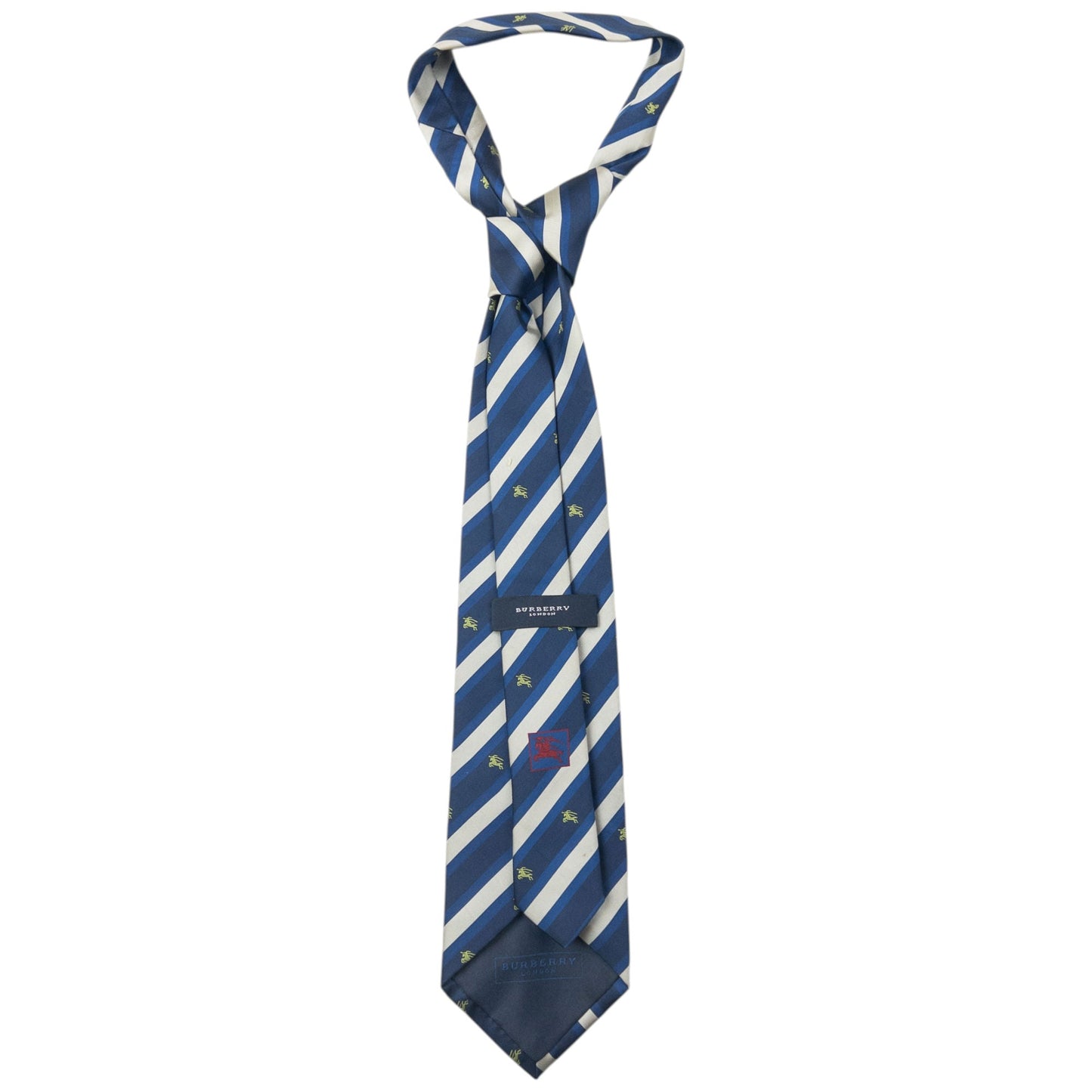 Vintage 2000s Burberry Monogram Striped Silk Tie | O/S, Blue