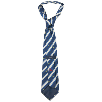 Vintage 2000s Burberry Monogram Striped Silk Tie | O/S, Blue