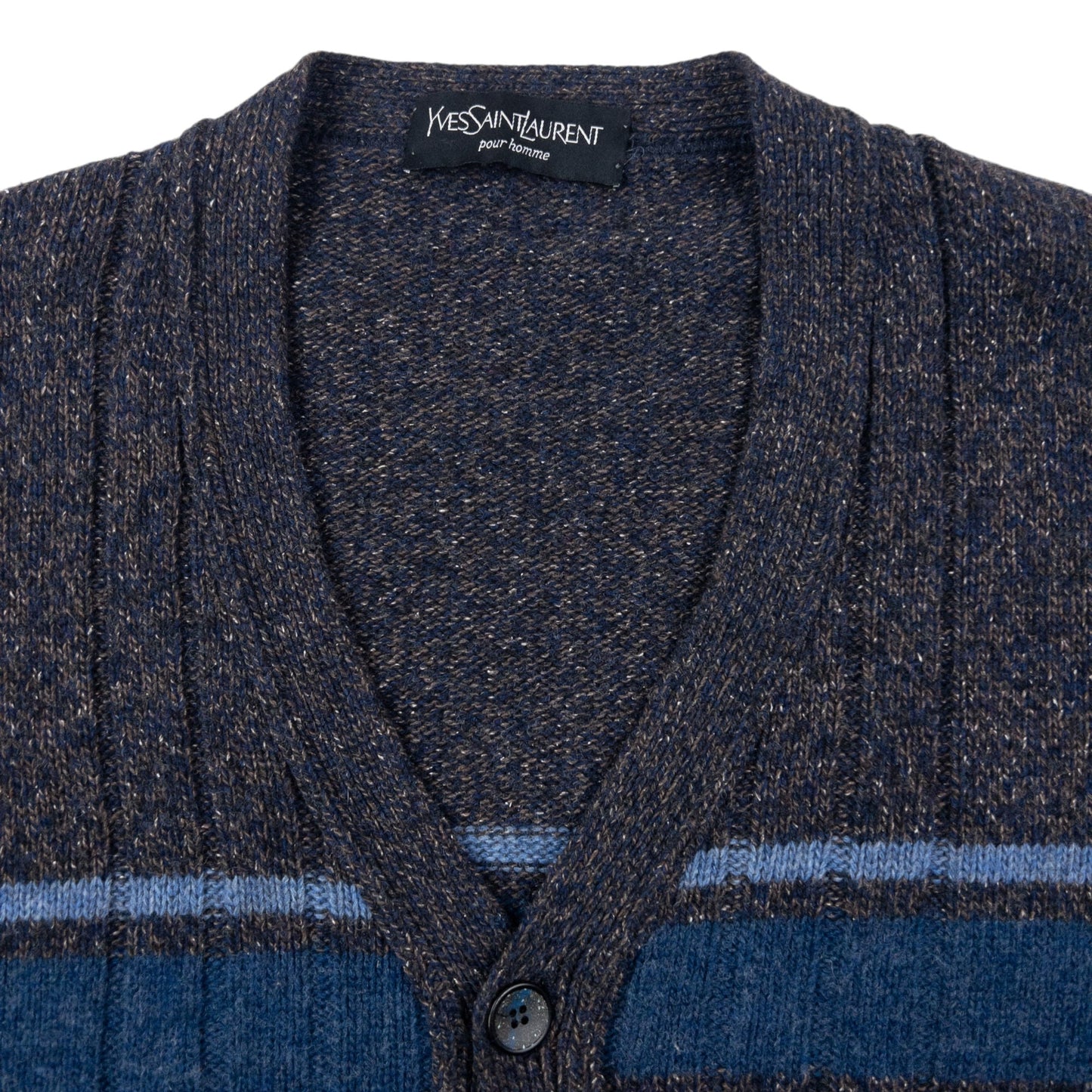 Vintage 90s YSL Yves Saint Laurent Wool Knit Button Up Cardigan Size XL